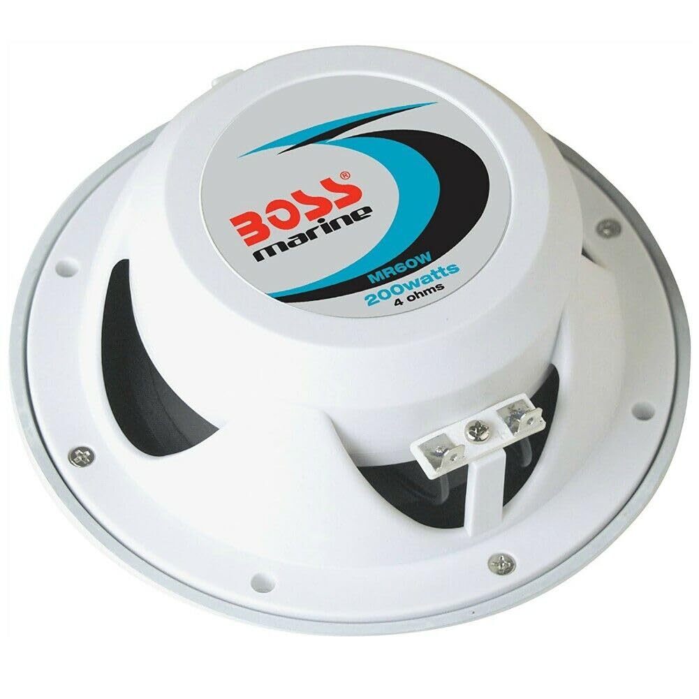 Kit Set para Boss Audio Systems MR60W 2 Altavoces Marinos de 2 vías 6,5" 16,5 cm 165 mm 100 vatios rms 200 vatios máximo Impermeable mar Piscina Barco, por par + Juntas y Tornillos