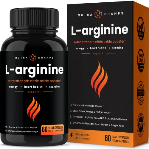 Premium-L-Arginine-Supplement-5-in-1-Nitric-Oxide-Supplement-L-Arginine-Powder-L-Citrulline-Enhanced-with-Grape-Seed-Ginger-Energy-Blood-Flow-Heart-Health-Stamina-60-Vegan-Capsules