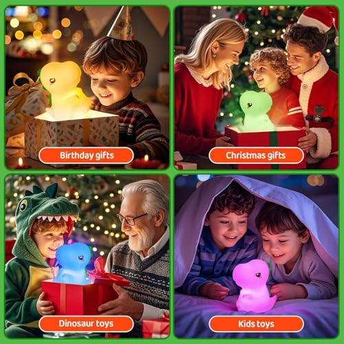 Image of Desidiya Dino Rechargeable Silicone Night Lamp - Dinosaur Night Lamp, Kids Night Light, Nursery Decor, Birthday Gift, Silicone LED Light