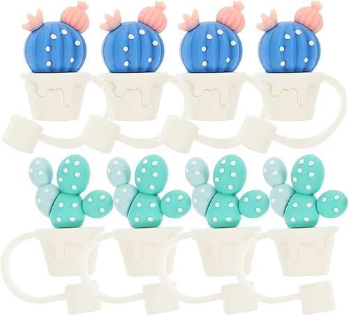 Miniatura 1 de Healifty Tapones de paja para vasos, paquete de 8 tapas reutilizables de silicona para popotes de 0.315 a 0.315 pulgadas