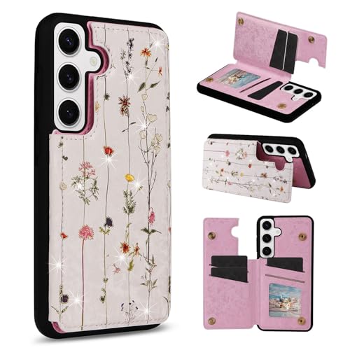 UEEBAI �E�H���b�g�P�[�X Samsung Galaxy S26 Plus 5G �J�[�h�z���_�[�t�� PU���U�[ �ԕ� �J�o�[ �L�b�N�X�^���h RFID�u���b�N �_�u�����C�N���X�v Rilievo �t�����[ �t���b�v�P�[�X ���f�B�[�X �K�[���Y - �c