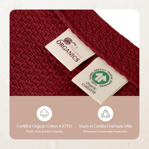 Image of 100% Organic Cotton Blanket - GOTS & Fairtrade Certified Organic Cotton Throw Blanket for Bed with a Heavy & Breathable Single Knit Weave - Great as Bedspread or Coverlet (Burgundy, Twin)