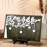 3D Family Tree Decor-Personalized wooden Sign12'x 8'，DIY Wooden Name Tree Plaques with 11 Heart Tags Gift，Custom Family Tree Sign Hanging Wall Decor for Mother，Parents, Grandma
