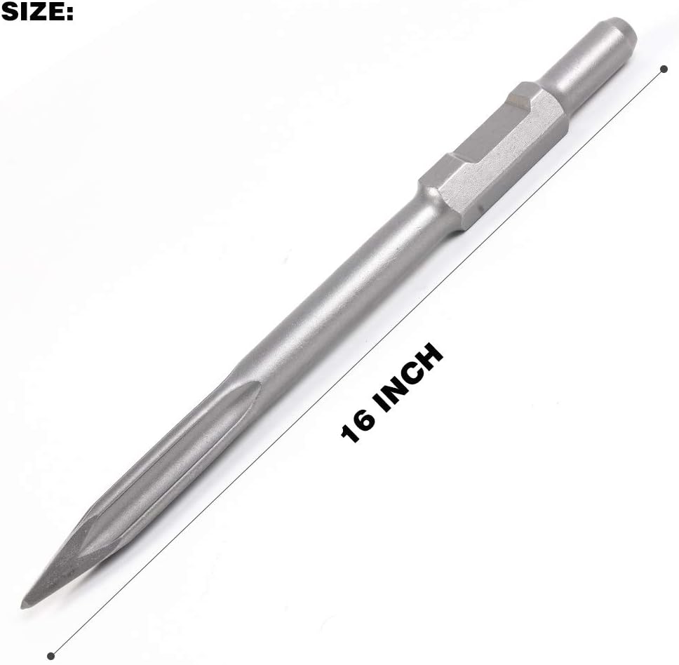 MonkeyKingBar- 16" Hex Chisel Self-Sharpening Bull Point Chisel- (30MM) Shank Electric Jack Hammer Drill Bits