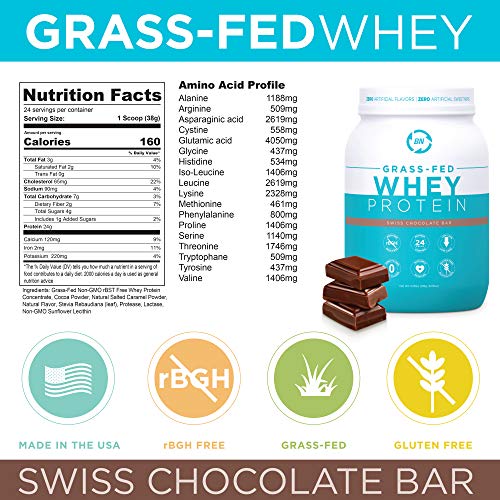 Grass Fed Whey Protein Chocolate 2lb - 100% Pure and Natural - 2lb/24 Servings - 24g Protein - Cold Processed - Non-GMO - rBGH-Free - High Quality from Happy Healthy Cows USA - Thumbnail 2