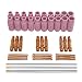 Produktbild WIG Zubehör-Set 44-tlg mit Wolfram-Elektroden gold 1,6mm, 2,0mm & 2,4mm; WIG-Verschleißteile für Schlauchpaket inkl. Gasdüsen, Spannhülsen, Spannhülsengehäuse für WIG; Wolfram Aluminium