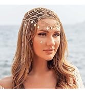 Catery Sequin Hair Chian Gold Head Chain Cap Headpiece Long Tassels Flapper Headband Boho Egyptia...