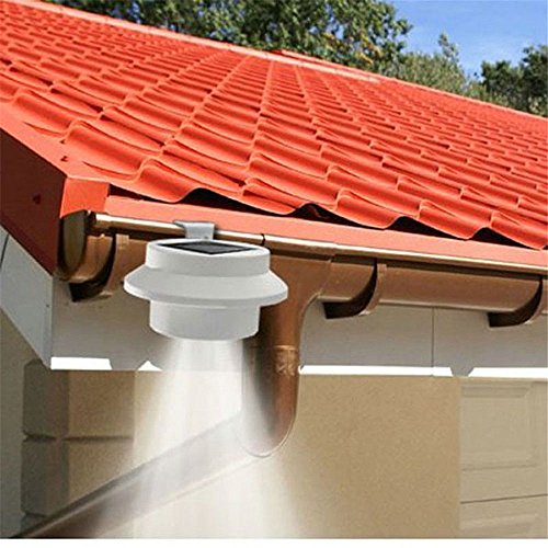 LED Solar Powered Fence Gutter Light Outdoor Garden Yard Wall Pathway Lamp White + Bracket