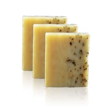 Brickell Mens Mint Soap Scrub Bar for Men, Exfoliating Bar Soap Handmade with Tea Tree, Coconut and Olive Oil, Peppermint Leaf Scent, 5 Ounce Bar 3 Pack