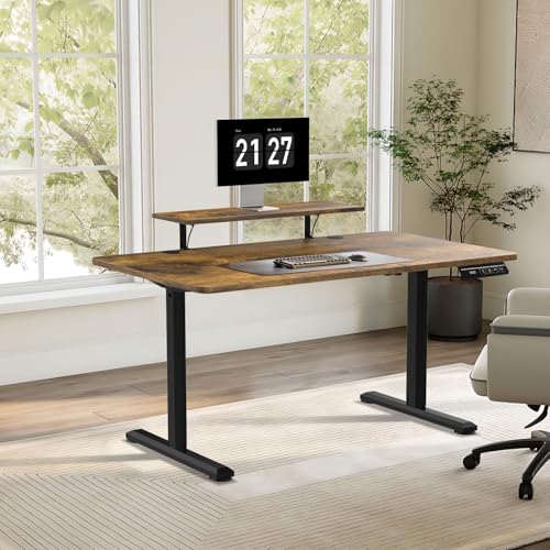 Miniatura 9 de Devoko Escritorio Elevable Eléctrico Con Tablero 160 X 70cm, Escritorio Regulable En Altura 73-118cm, 2 Opciones De Memoria Inteligente Para Estudiar, Trabajar 160 70cm,Marrón