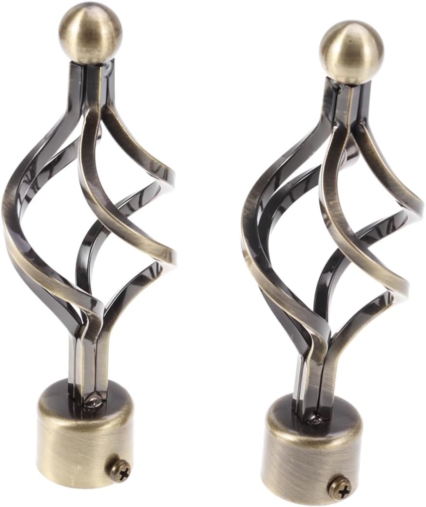 ORFOFE 2pcs Decorative Curtain Rod End Caps Diameter Bronze Elegant Drapery Pole Heads for Bedroom Living Room Stylish Curtain Rod Accessories