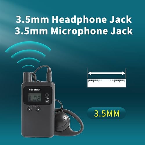Miniatura 3 de AGJ Sistema inalámbrico de guía turístico, micrófono de guía turístico, auriculares de guía turístico, 1 transmisor, 10 receptores, 1 cargador de