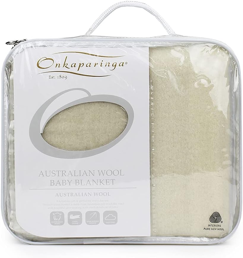 Onkaparinga Australian Wool Baby Blanket, Cream Cot Baby