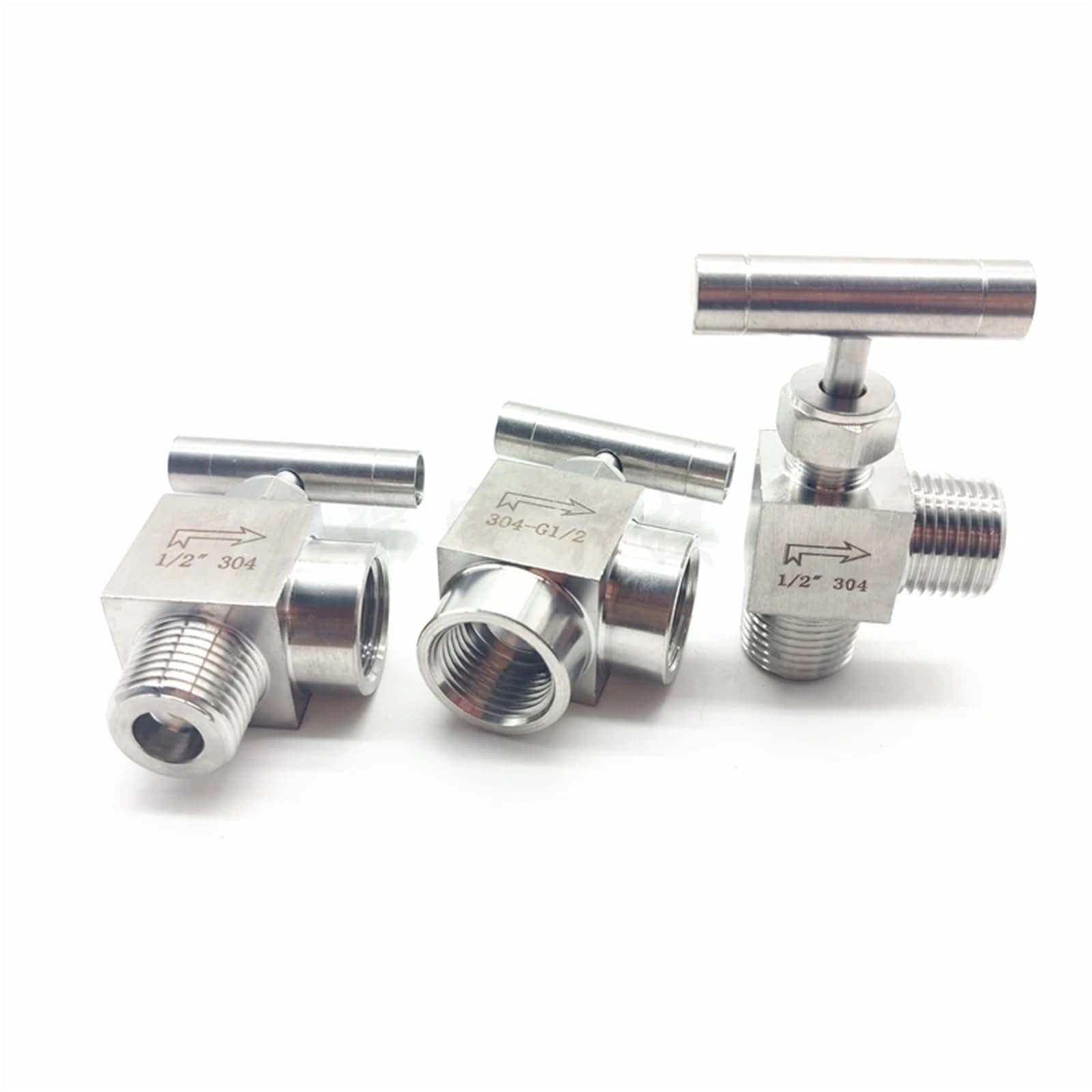 Vanne à aiguille 1/4 femelle coude 90 degrés robinet inox 304 débit gaz eau