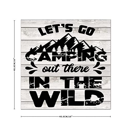 Panneau en bois Let's Go Camping déco rustique
