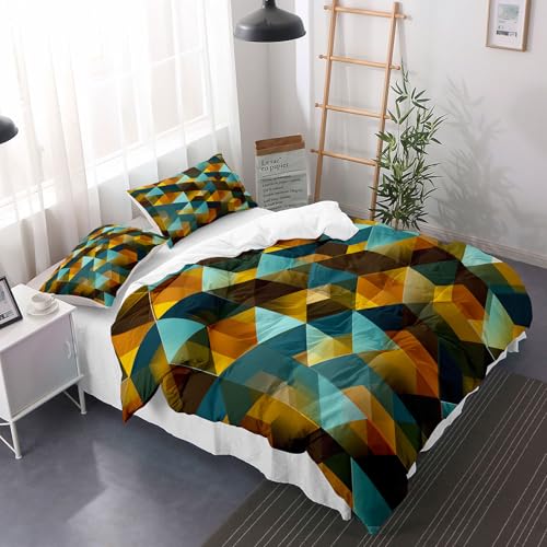 Housse de couette patchwork rétro 200x200 moderne et abstraite multicolore - 5