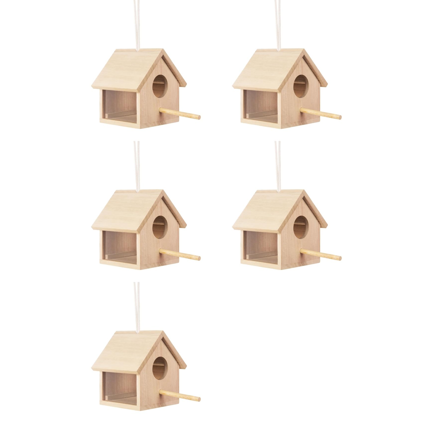 Vjsujehgy 5X Outdoor Bird Houses Transparent Wooden Bird House for Outside,Hanging Birdhouse