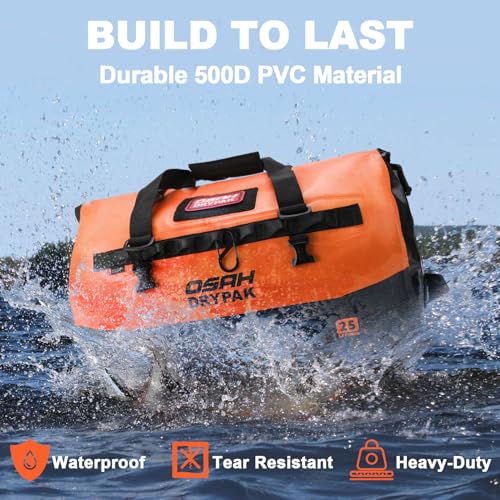 Image of Waterproof Duffel Bag 25L /40L /60L - Heavy-Duty Motorcycle Tail Bag, Roll-Top Dry Bag for Travel, Camping, Boating, Kayaking, Outdoor Adventure
