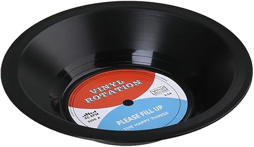 Miniatura 8 de ARTIBETTER Cuenco de vinilo retro de plástico, vintage, original, con patrón de registro LP, cuenco de frutas, comida, postre, plato de apetito para
