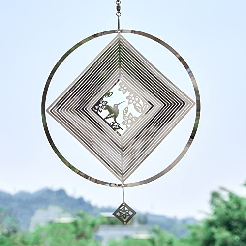 Deppon Wind Spinner, 3D Hummingbird Stainless Steel Kinetic Wind Catchers Hanging Ornament For Outdoor Garden Yard Balcony Art Decorations (6 Inch) #TOP1