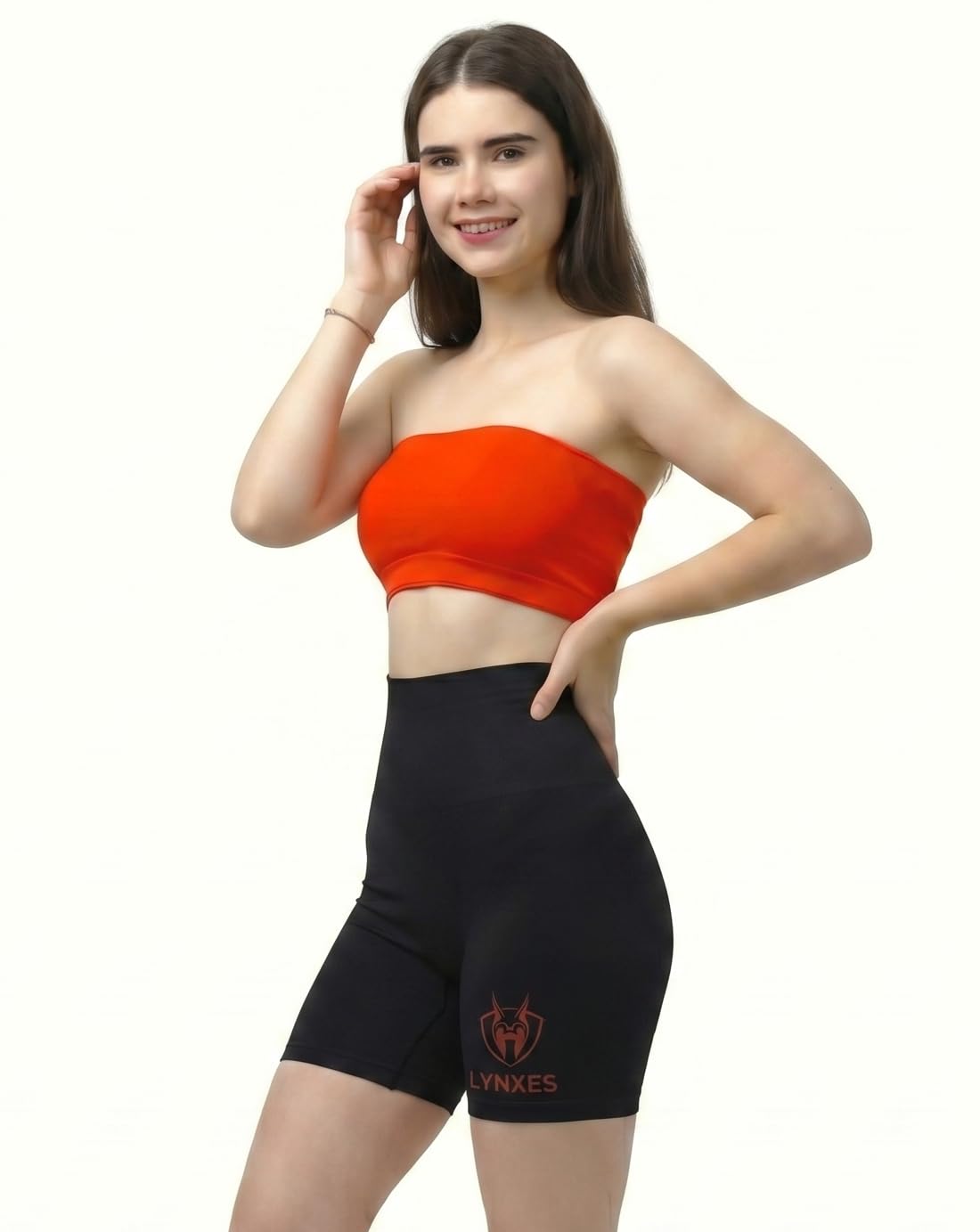 Women's Black Biker Shorts, High Waist, Gym and Workout Wear-nsjja-image-36