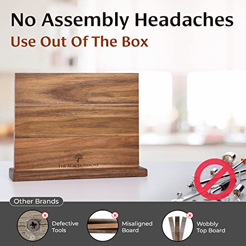 4-Pc Magnetic Knife Block Set – Acacia Wood Magnetic Knife Holder Stand With Sharpener, Knife Tips & Finger Guard In Gift Box – Double Sided Magnetic Knife Stand – Pre-Assembled By Moderknite [2023] #TOP4