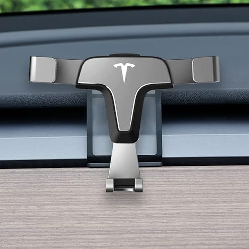 URYYRIT Auto Handyhalterung GPS Navigation Luftauslass Halterung, Für Tesla Model 3/Y Gravity Halterung 360 Verstellbar für Optimale Sicht Dekoration Zubehör,Grey