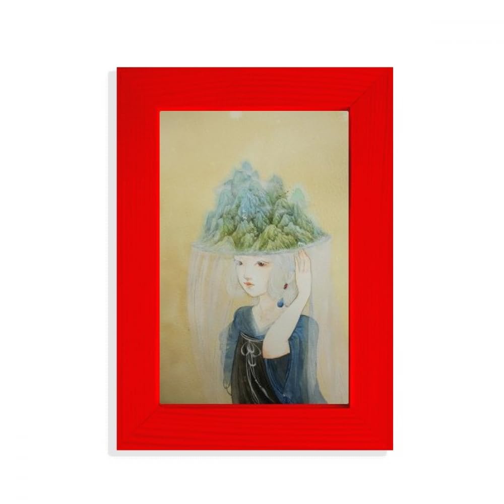 Cadre photo rouge pour illustration chinoise antique en bois sous verre