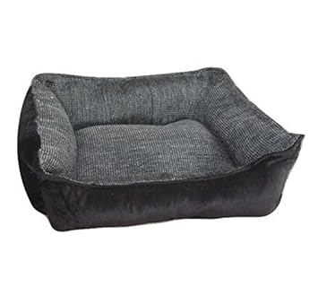 Hiputee Reversible HQ Ultra Soft Dual (Black- Grey)(Beige-Brown) Colour Dog/cat Velvet Bed (Small, Black-Grey)