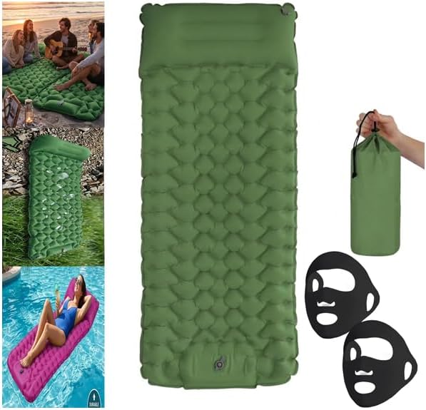 Lounge Mat - Your Portable Chill Zone, Thick Memory Foam Sleeping Pad for Camping, Self Inflating Travel Air Mattress with Pump, Lightweight Portable Car Tent Bed for Outdoor Backpacking (C)