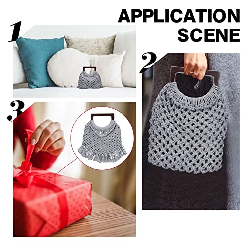 WEBEEDY Macrame Bag DIY Kit for Adults Beginners Macrame Purse Kit for Women/Girls Macrame Handbag with Wooden Handle Starter Crafts Supplies Set for Christmas Boho Gift Ideas (Grey) - Image 4