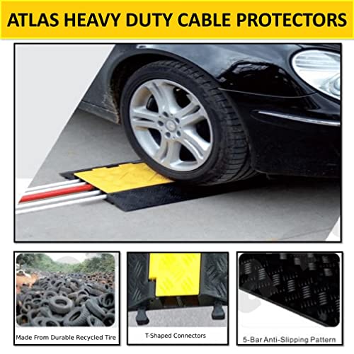 Kable Kontrol Atlas Heavy Duty Cable Protector Ramp - 2 Channel 40” Long Black & Yellow – 20,000 Lbs Capacity - Rubber Speed Bump And Wire Protector For Indoor & Outdoor Use – Cp9987 #TOP1