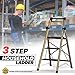 MoNiBloom Slim Aluminum Alloy 3 Step Ladder with Tool Tray Lightweight Portable Folding Stepladder w/Wide Pedal for Home Improvement, Black/Gold
