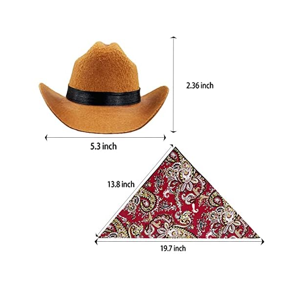 Pet cowboy hat bandana costume, funny dog cat costume accessories set for mexican birthday christmas and holiday party daily wearing - image 3