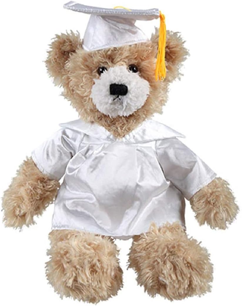 Beige Brandon Teddy Bear Plush Stuffed Animal Toys 12 Inches Present Gifts for Graduation Day, Personalized Text or Your School Logo on Gown, Best for Any Grad School Kids (Maroon)