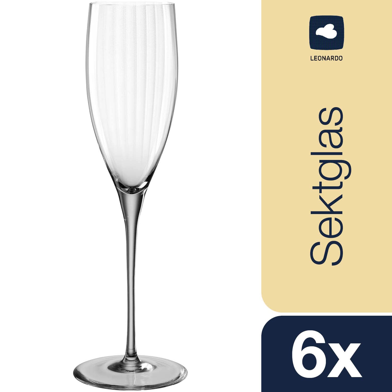 LEONARDO HOME Poesia Sektglas 6er Set, spülmaschinengeeignetes Champagnerglas, Höhe 25 cm, 250 ml, grau, 022381