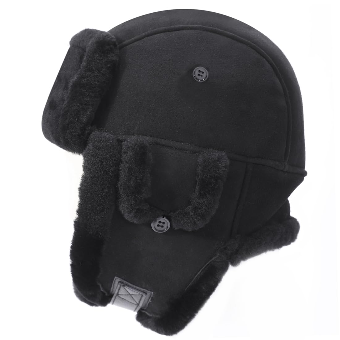 Harssidanzar Cappello da Aviatore in Pelle per Uomo e Donna Cappello Invernale in Pelle di Agnello Shearling Cappello da Trapper con copriorecchie CU603EU