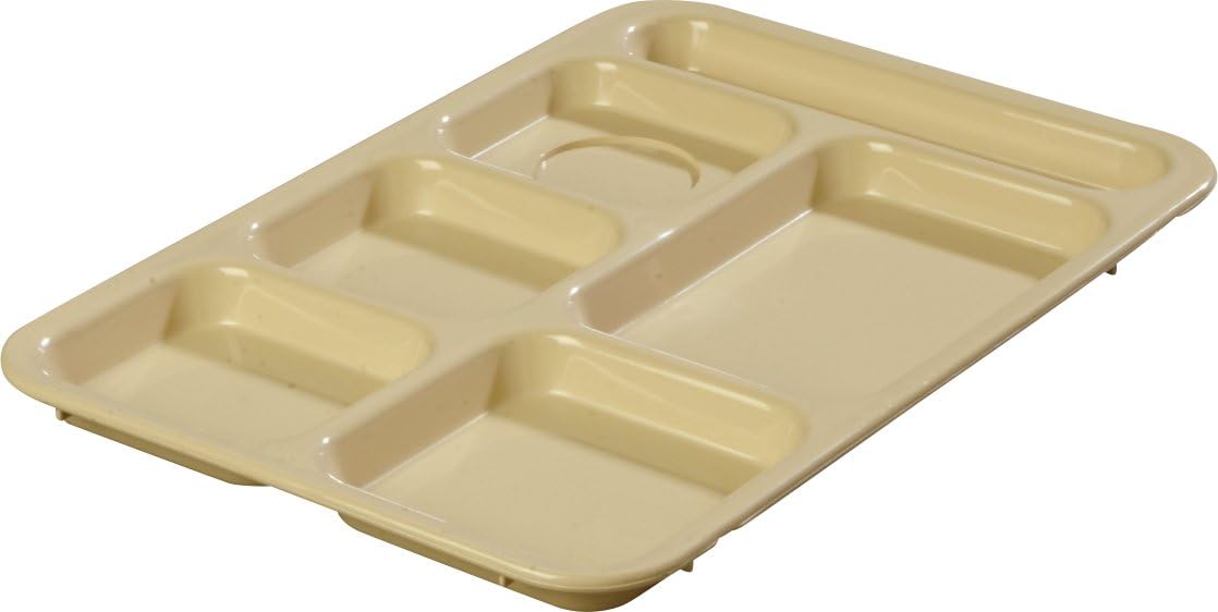 Carlisle FoodService Products / Brands-P614R25 Rectangular Tray w/ (6) Compartments, Polypropylene, Tan , 10″ x 14