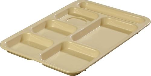 Miniatura 1 de Carlisle FoodService Products  Brands-P614R25 Bandeja rectangular con (6) compartimentos, polipropileno, bronceado, 10" x 14"