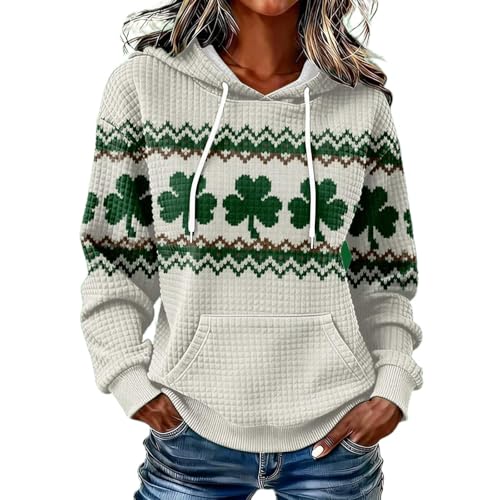 Imprimé trèfle irlandais sweat femme ample en polaire pour ne plus jamais avoir froid en hiver