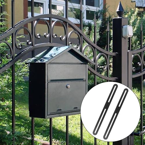 NewZC Befestigungsset für Zaunbriefkasten Schwarz Briefkasten Befestigung Doppelstabmattenzaun 280 x 24mm Edelstahl Briefkästen Befestigungsset mit M5 Schrauben Muttern und Sechskantschlüssel
