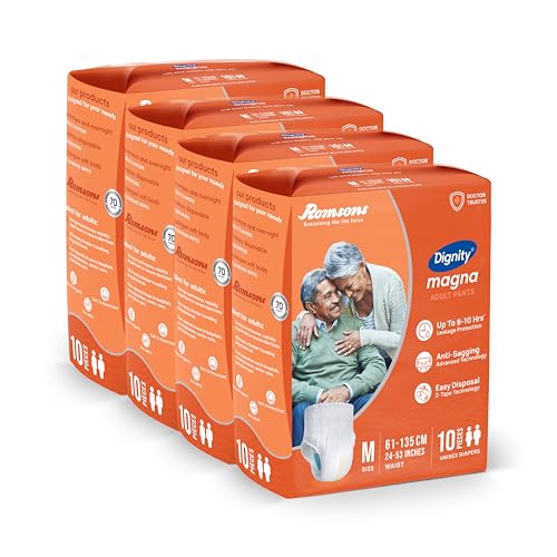 Image of DIGNITY Magna Pant Style Adult Diapers - M (40 Pieces) With Wetness Indicator and Leakage Protection Upto 8-10 Hrs.