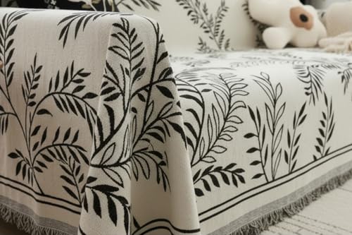 Image of The Furnishing Tree 3 Seater Reversible Chenille Sofa Cover, Double-Sided Luxury Throw, Anti-Slip Couch Cover, Soft & Comfortable Sofa Towel for All Seasons, Willow Leaf