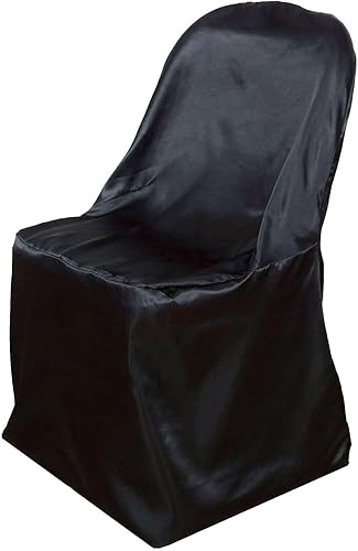 Miniatura 4 de Efavormart - Fundas plegables de satén negro brillante para sillas de comedor y eventos, para bodas, fiestas, banquetes y catering