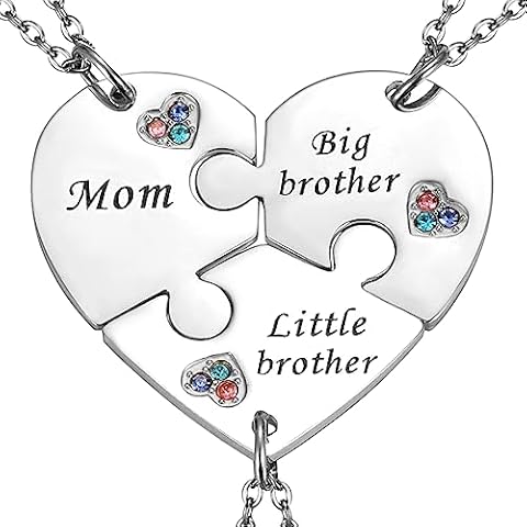 Yonhon Mother Son Necklace for 3,Mom Big Brother Little Brother Matching Necklace Set for 3 Cover