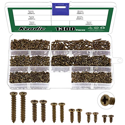 Keadic 1290 Pcs Small Self Tapping Screws Assortment Kit