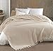 Produktbild Belle Living BL est. 2018 Hitit Tagesdecke Überwurf Decke - Wohndecke hochwertig - ideal für Bett und Sofa, 100% Baumwolle - handgefertigte Fransen, 200x250cm (Cappuccino)