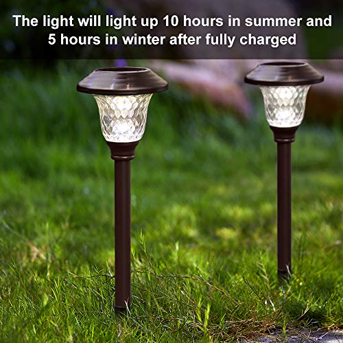 Beau Jardin 8 Pack Solar Pathway Lights Outdoor Waterproof Bright Led Solar Landscape Lights Garden Stake Glass Stainless Steel Auto On/Off Wireless Lighting For Garden Yard Walkway Bronze Bg1691 #TOP4