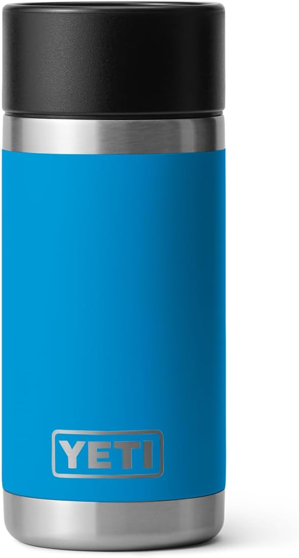 YETI Rambler 12 oz Bottle, Stainless Steel, Vacuum Insulated, with Hot Shot Cap, Big Wave Blue