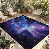 Outdoor Rug 6x9ft Abstract Blue Purple Galaxy Large Area Rug Starry Sky Indoor Outdoor Carpet Reversible Outdoor Rugs Mats for Patio Camping,RV,Front Door, Outside Decor